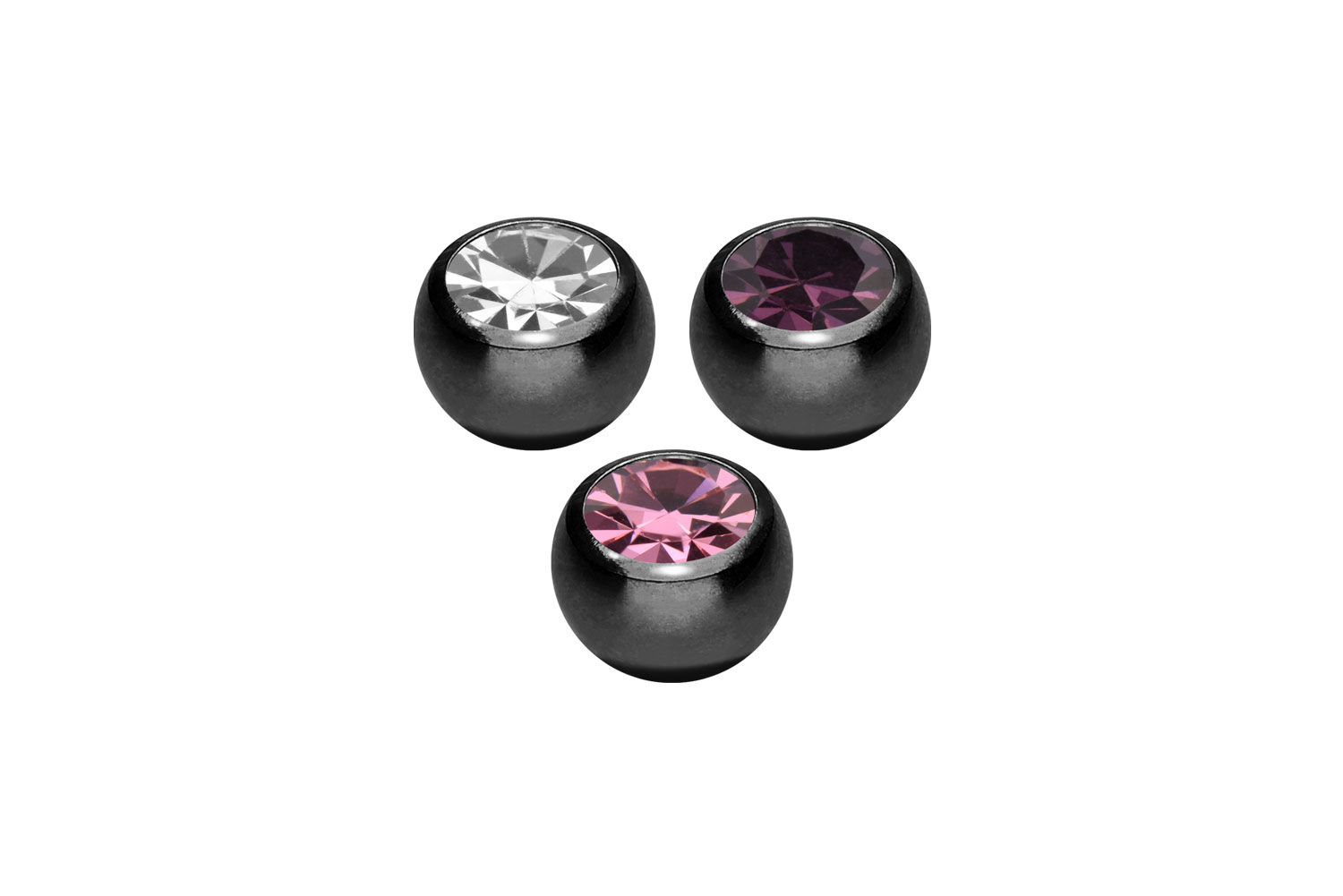 SET Chirurgenstahl Schraubkugel KRISTALL von Piercingline